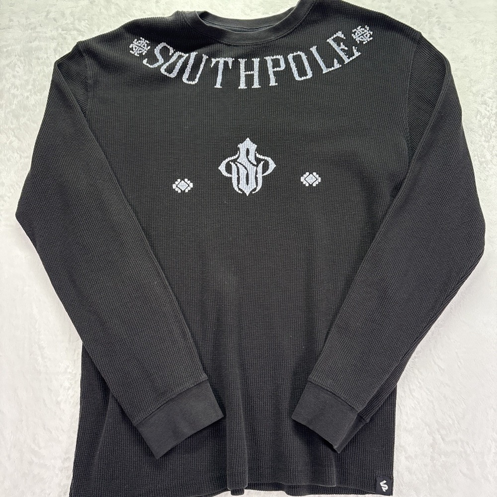 South Pole Long Sleeve Thermal Shirt Men's Size XXL Y2K Goth Skate Black